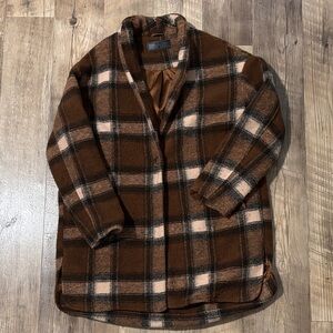 Blank NYC Brown Plaid mid weight Coat